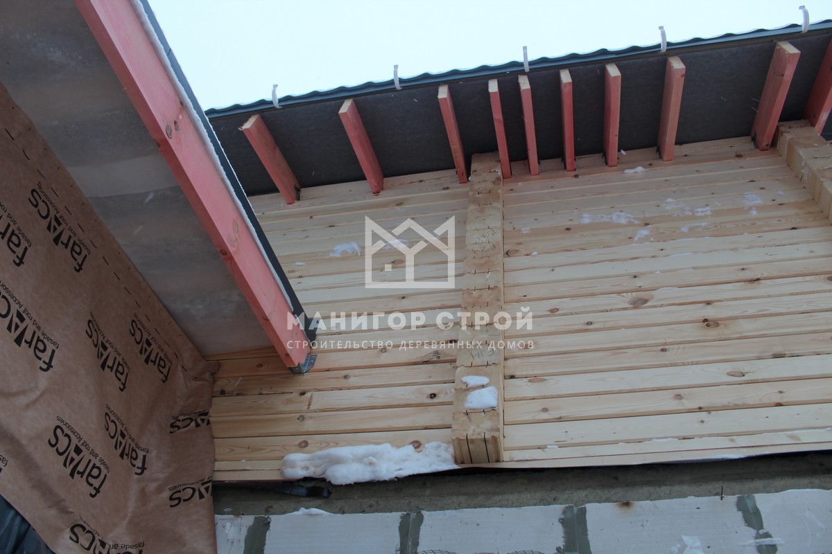 монтаж крыши для профилированного дома